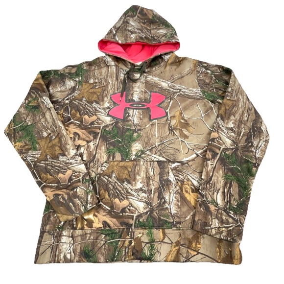 Under Armour Tops - Under Armor Hoodie Women Medium Camo Pink Sweatshirt Sweater Semi Fit Real Tree